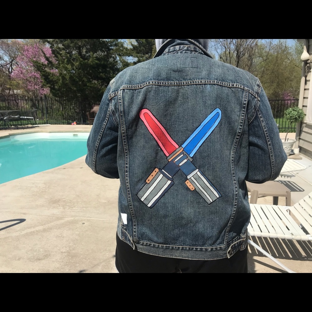 Custom painted Denim jacket Star Wars Lightsaber